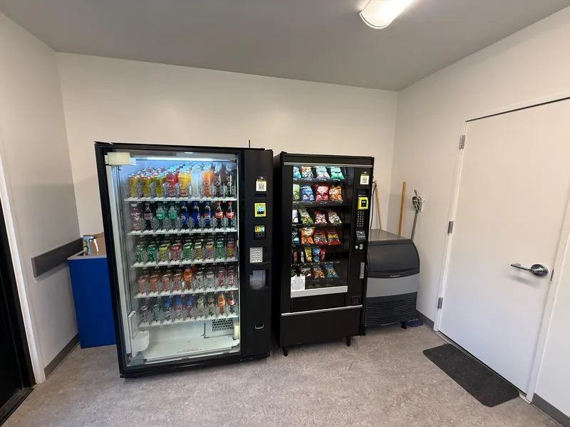 Modern beverage vending machine in break room